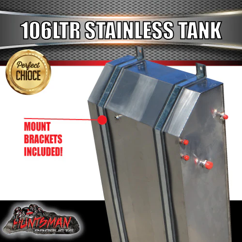 Stainless Steel Caravan Camper Trailer 4wd 106 Litre Water Tank & Brackets. - Image 3