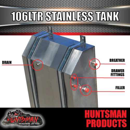 Stainless Steel Caravan Camper Trailer 4wd 106 Litre Water Tank & Brackets. - Image 4