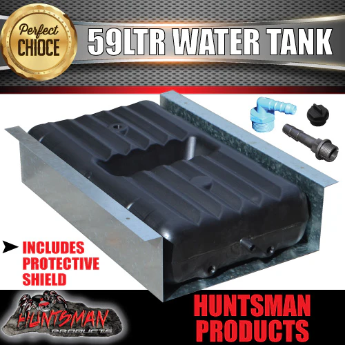 Caravan Camper Trailer, Boat 59 Litre Underbody Water Tank, shield & Rubber seal - Image 4