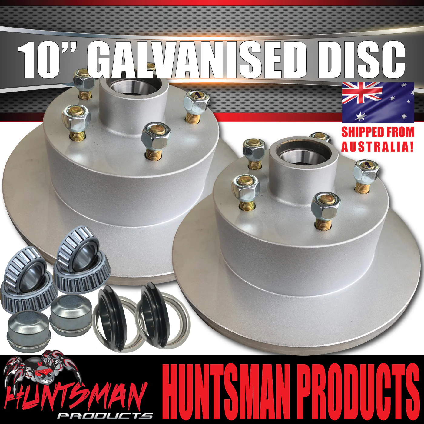 2x Commodore 10" Trailer Caravan Galvanised Dacromet Disc Hubs & SL Bearings - Image 2