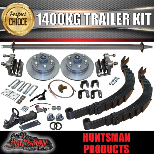 DIY 1400KG HYDRAULIC 12" LANDCRUISER PATTERN DISC BRAKED TRAILER KIT. SLIPPER SPRINGS.