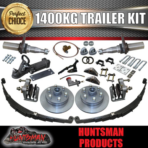 DIY 1400KG KIT. 12" L/C HYDRAULIC DISC BRAKES. EYE TO EYE SPRINGS. STUB AXLES