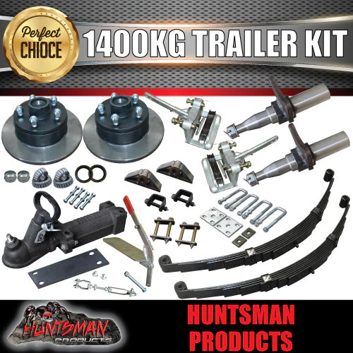 DIY 1400KG TRAILER KIT. 10" MECHANICAL DISC BRAKES. EYE TO EYE SPRINGS.