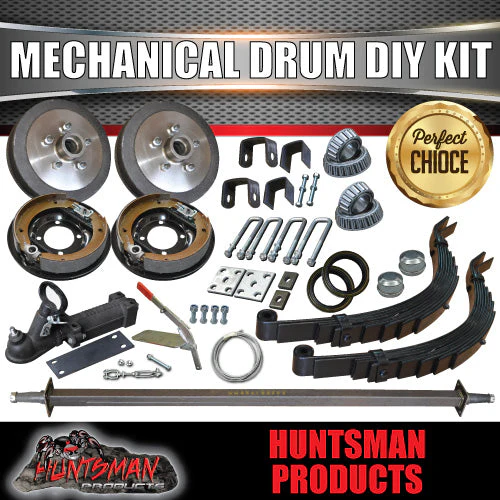 DIY 1400KG MECHANICAL DRUM BRAKED TRAILER KIT. SLIPPER SPRINGS. 78" - 96"