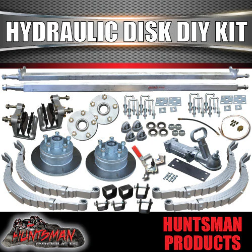 DIY 2000Kg Hydraulic Disc Braked Boat trailer Caravan Kit. Slipper Springs Axles 78"- 96"