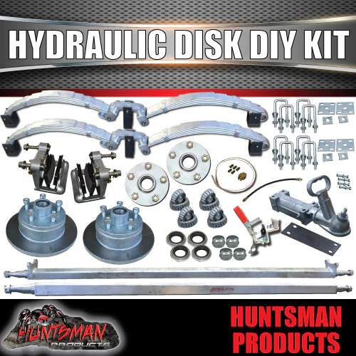 DIY 2000Kg Hydraulic Disc Braked Caravan Boat trailer Kit. Rocker Roller, Axles 64" - 77"