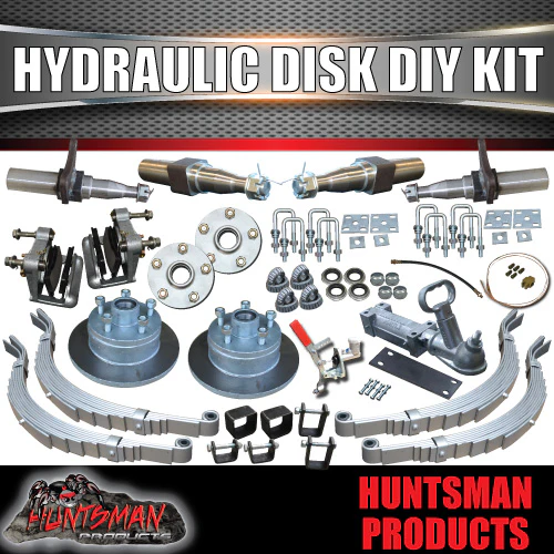 DIY 2000Kg Hydraulic Disc Braked Boat trailer Kit. Stub Axles, Slipper Springs
