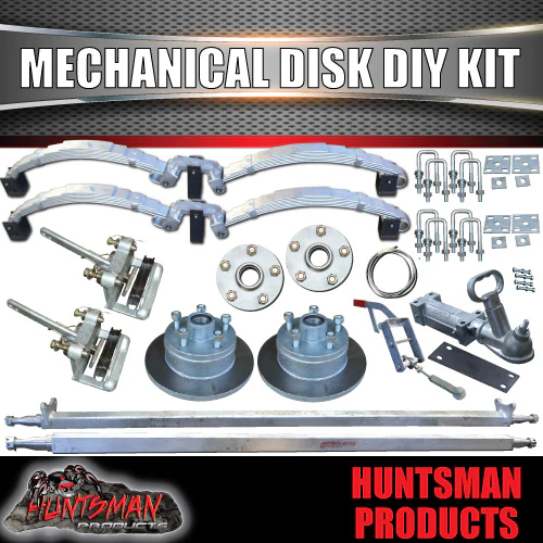 DIY 2000Kg Mechanical Disc Braked Caravan Boat trailer Kit. R/Roller Springs, Axles 78" - 96" Long