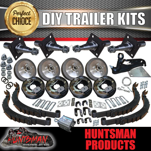 DIY 2500Kg Tandem Kit. Slipper Springs, Stub Axles. 10" Electric Brakes