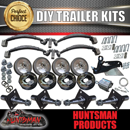 DIY 2800Kg Tandem Kit. R/Roller, Stub Axles. 10" Electric Brakes