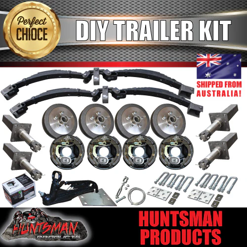 DIY 3200Kg Tandem Trailer Caravan Kit. 10" Electric Brakes. Stub Axles, R/Roller