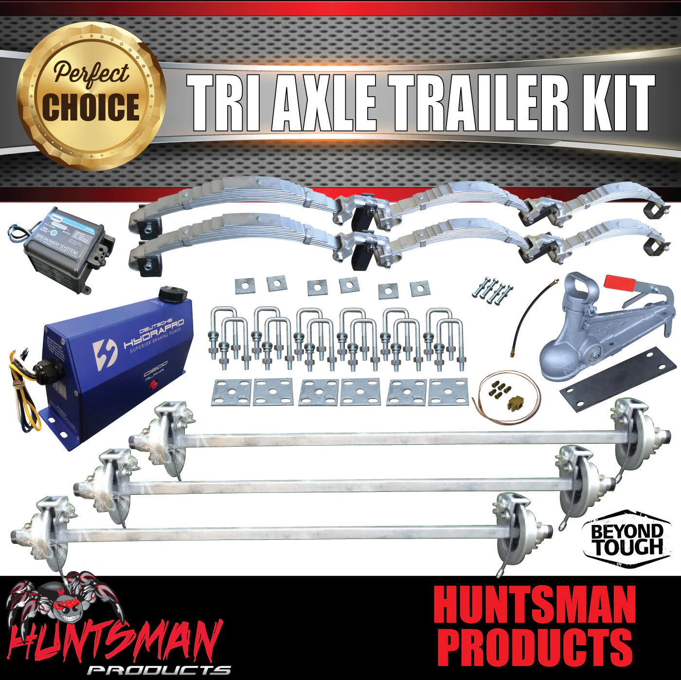 DIY 4500Kg Tri Axle Hydraulic Disc Braked Boat trailer Kit. Solid Axles