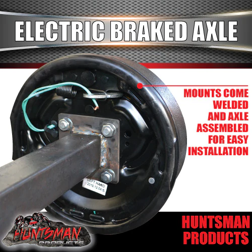 1400Kg 45mm Solid Electric Braked Trailer Caravan Axle + Handbrake Axles 64" -77" - Image 5