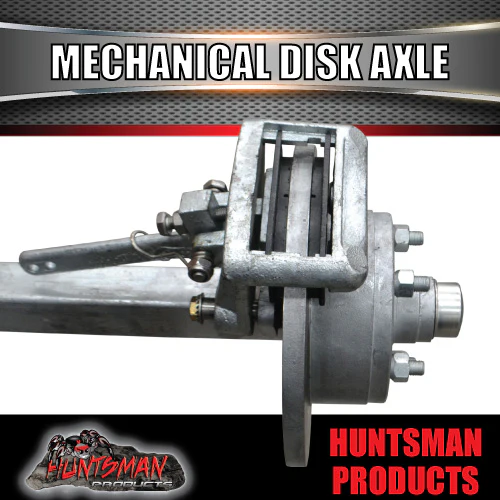 Galvanised 40mm Square Trailer Caravan Mechanical Disc Braked Axle. 1000Kg rated 63"-77" - Image 2