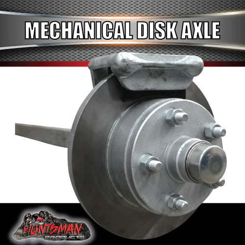 Galvanised 40mm Square Mechanical Disc Braked Trailer Axle. 1000Kg , 78"-96" Axles - Image 4