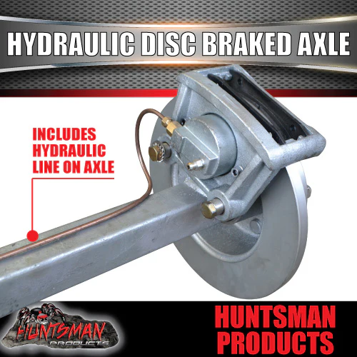 Galvanised 45mm Square Trailer Caravan Hydraulic Disc Braked Axle. 1400Kg rated 64"-77" Axles - Image 3