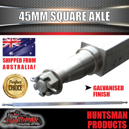 Galvanised Trailer Caravan Solid Axle 45mm Square 77". 1955mm. 1400Kg. Suit SL Bearings