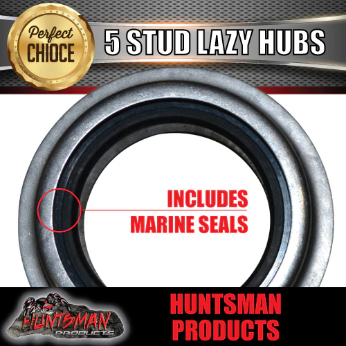 x2 Galvanised Boat Trailer Lazy hubs suit HQ 5/120.65 PCD & S/L Slimline bearing Kits. Marine Seals - Image 2