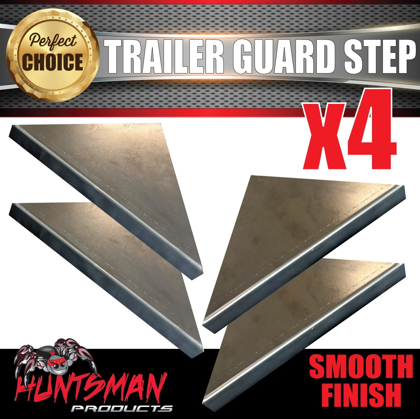 4x Smooth Finish Trailer Caravan Mud Guard Corner Steps To Suit 250mm Wide Guards
