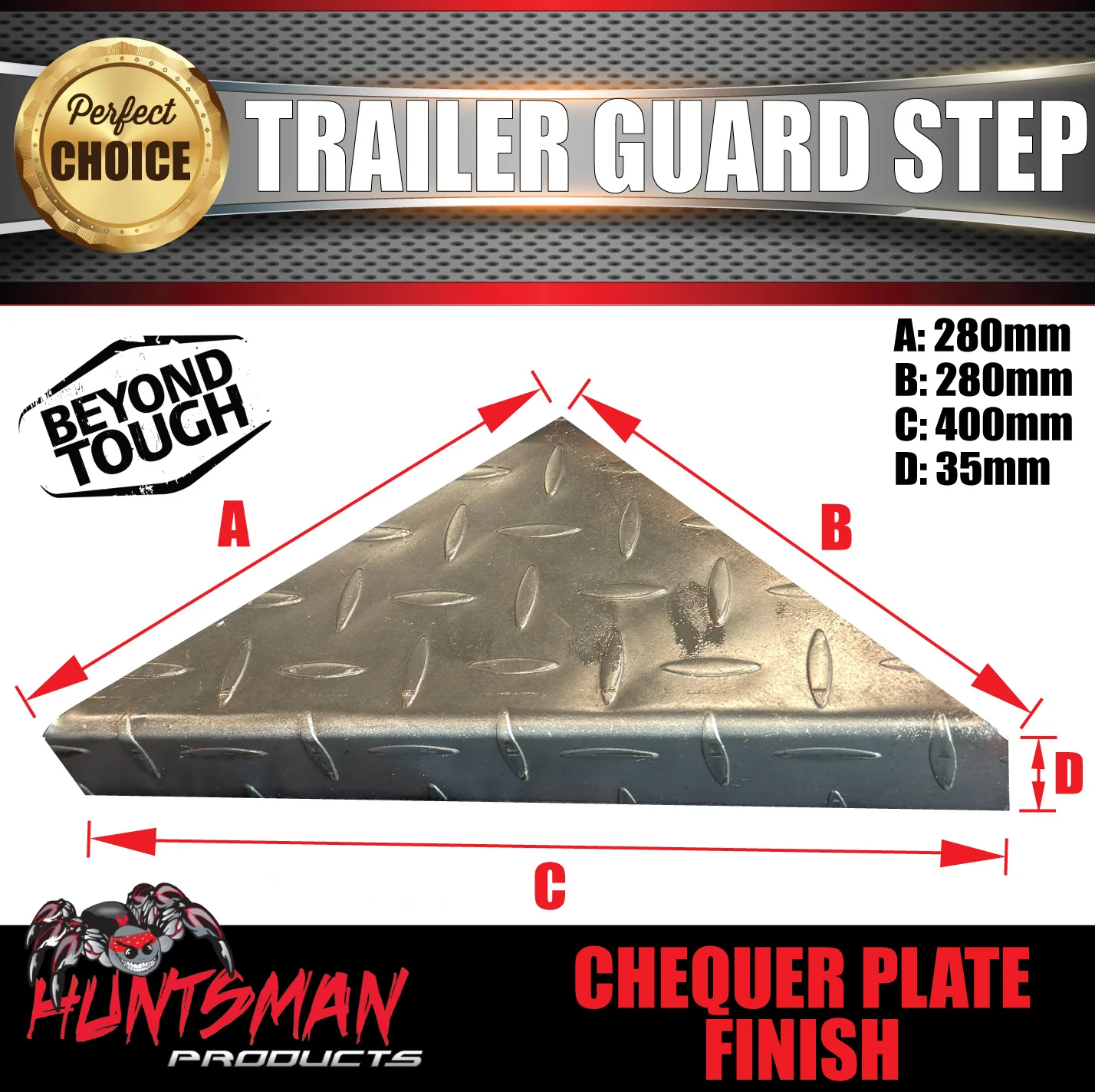 4x Chequer Plate Trailer Caravan Mud Guard Steps To Suit 330mm Wide Guards - Image 3