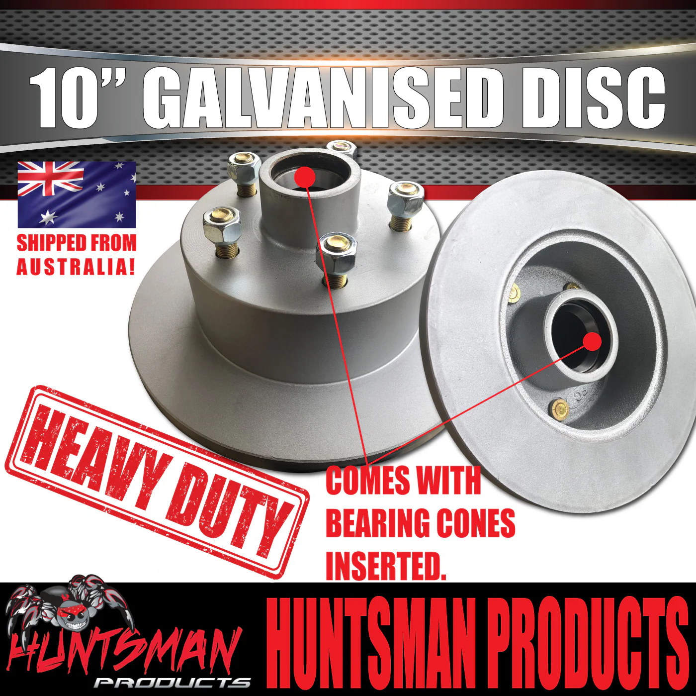 2X 10" HQ Holden Trailer Caravan Galvanised Dacromet Disc Hubs & LM Bearings - Image 3
