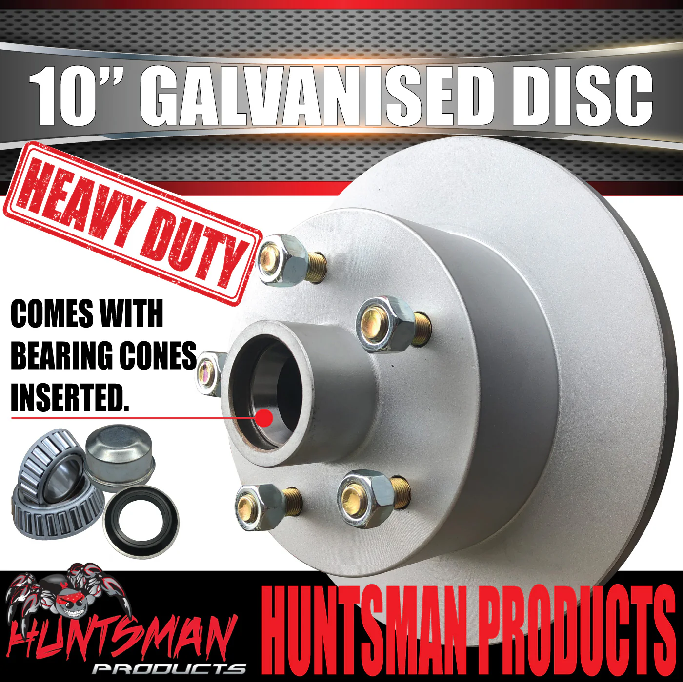 2x HT Holden 10" Trailer Caravan Galvanised Dacromet Disc Hubs & SL Bearings - Image 10
