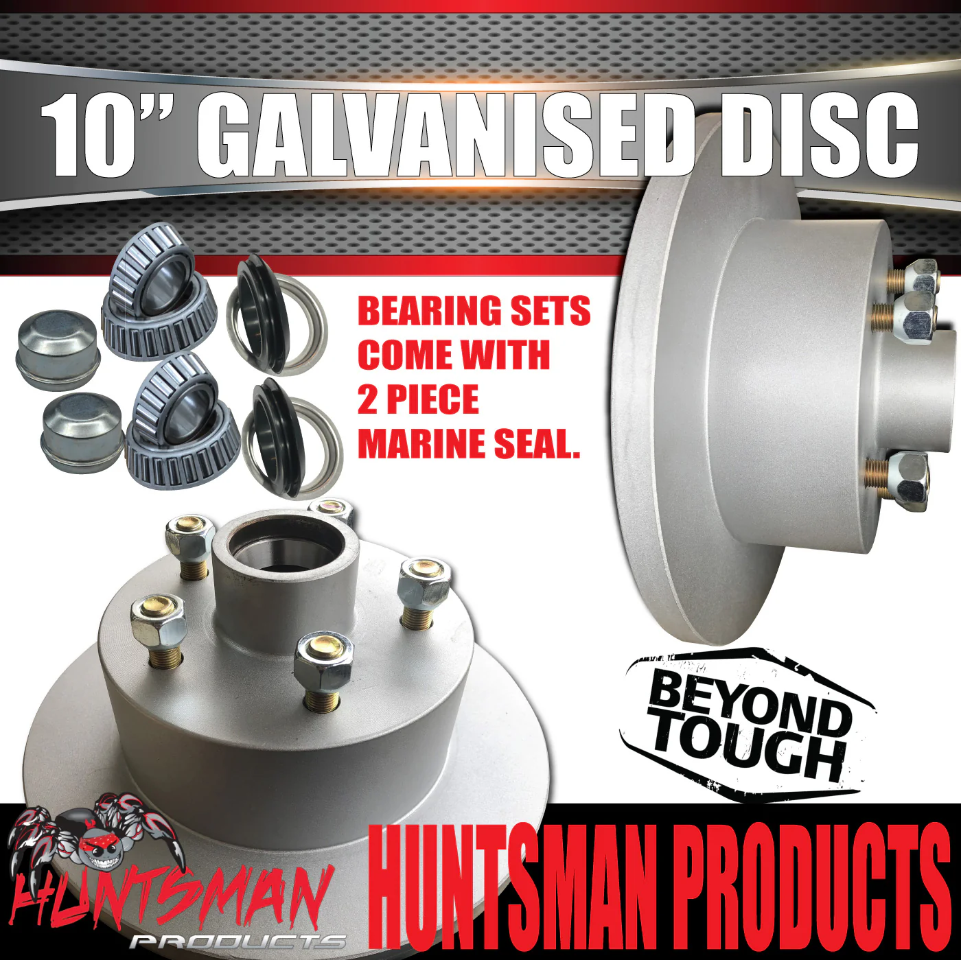 2x HT Holden 10" Trailer Caravan Galvanised Dacromet Disc Hubs & SL Bearings - Image 6