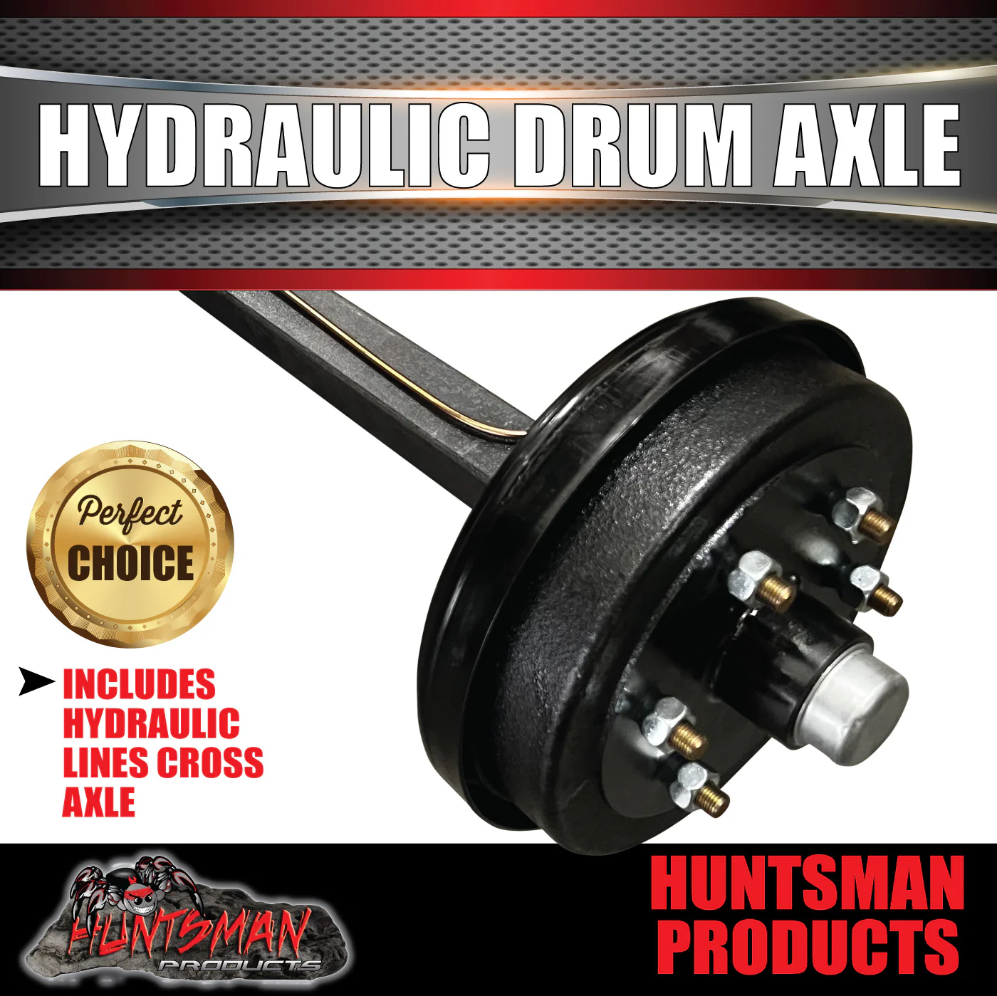 Natural 1000Kg Hydraulic Drum Braked Trailer Caravan 40mm Axle, 60" - 77" Long - Image 2