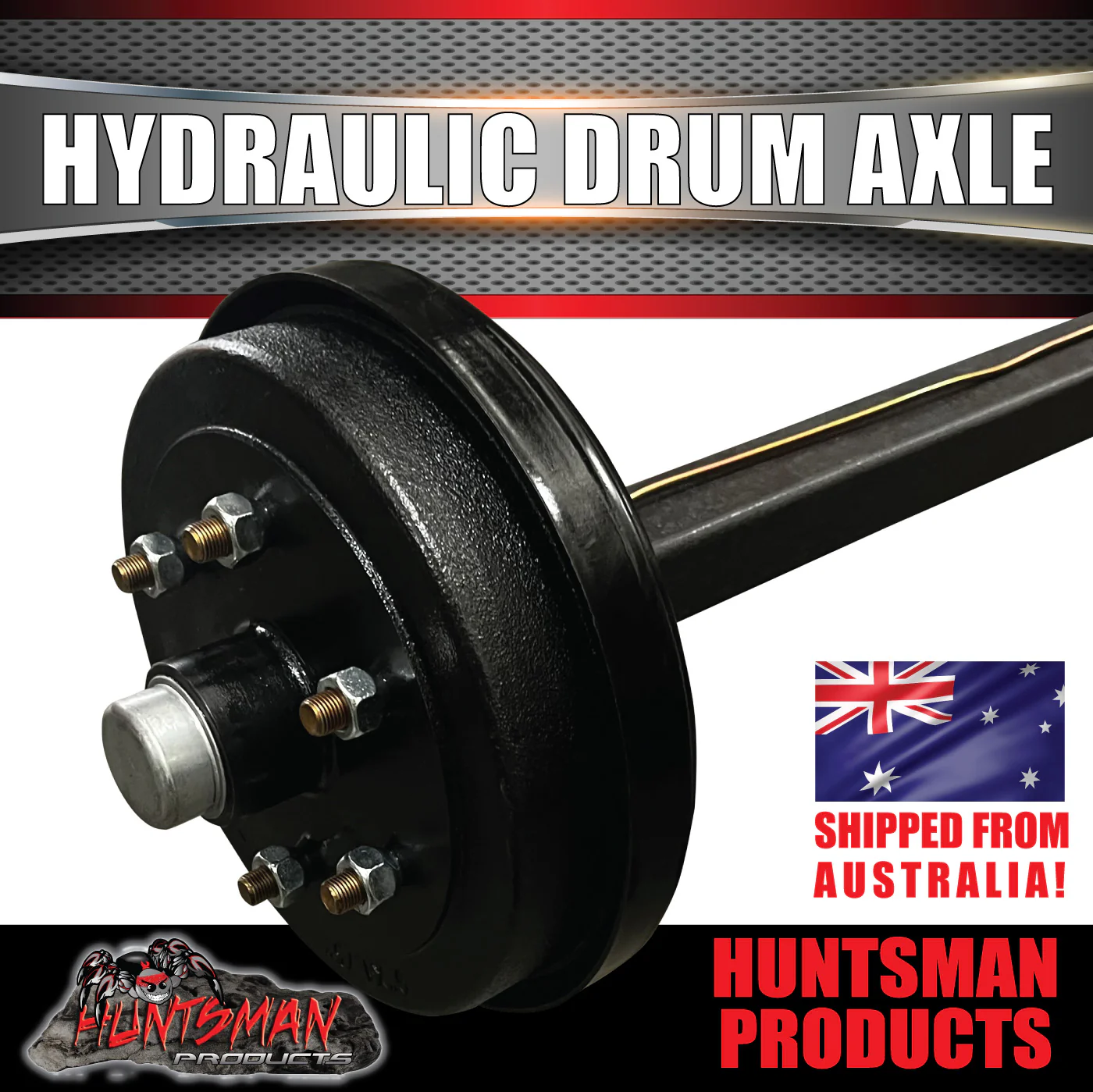 Natural 1400Kg Hydraulic Drum Braked Trailer Caravan 45mm Axle, 64" - 77" Long - Image 4