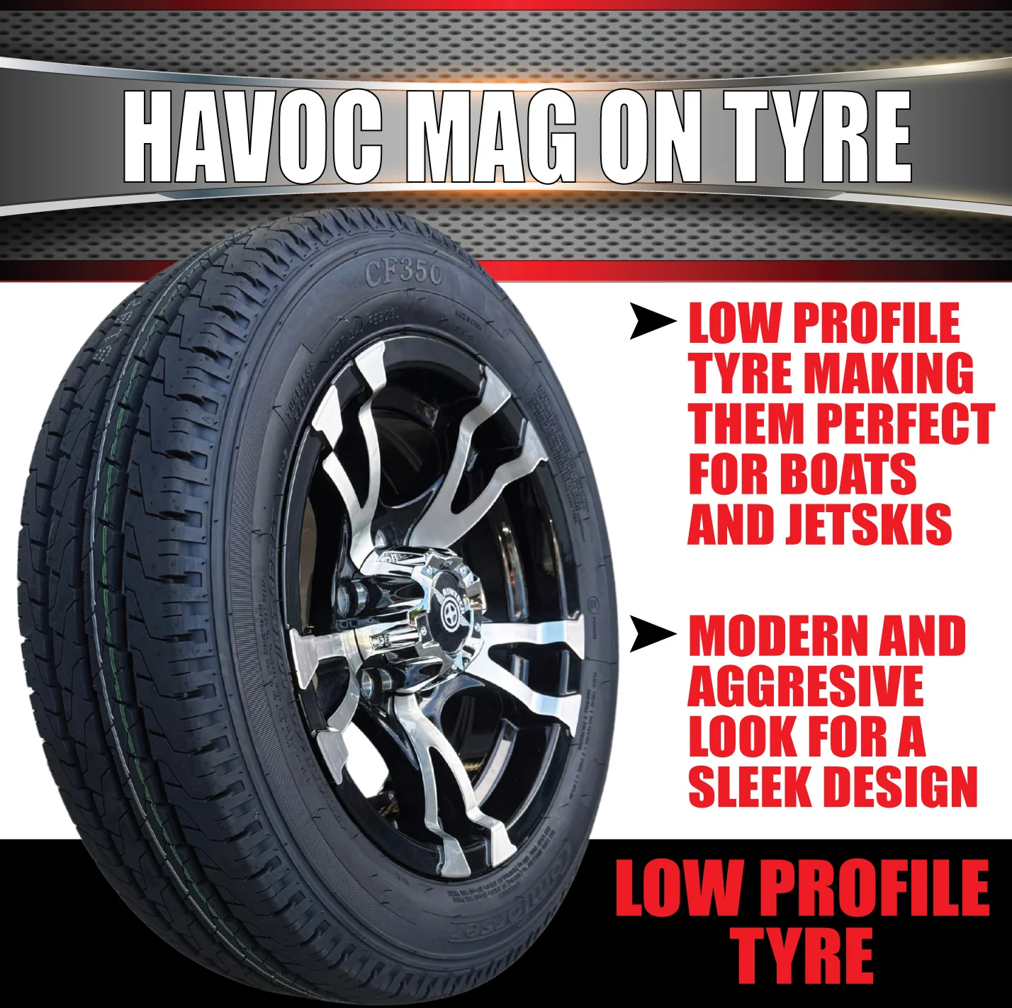 Low Profile Boat Trailer 14" HT Holden Havoc Mag Wheel Rim & 175/65R14C Tyre - Image 2