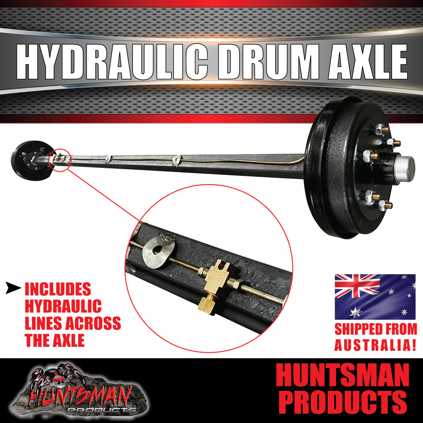 Natural 1000Kg Hydraulic Drum Braked Trailer Caravan 40mm Axle, 78" - 96" Long - Image 5