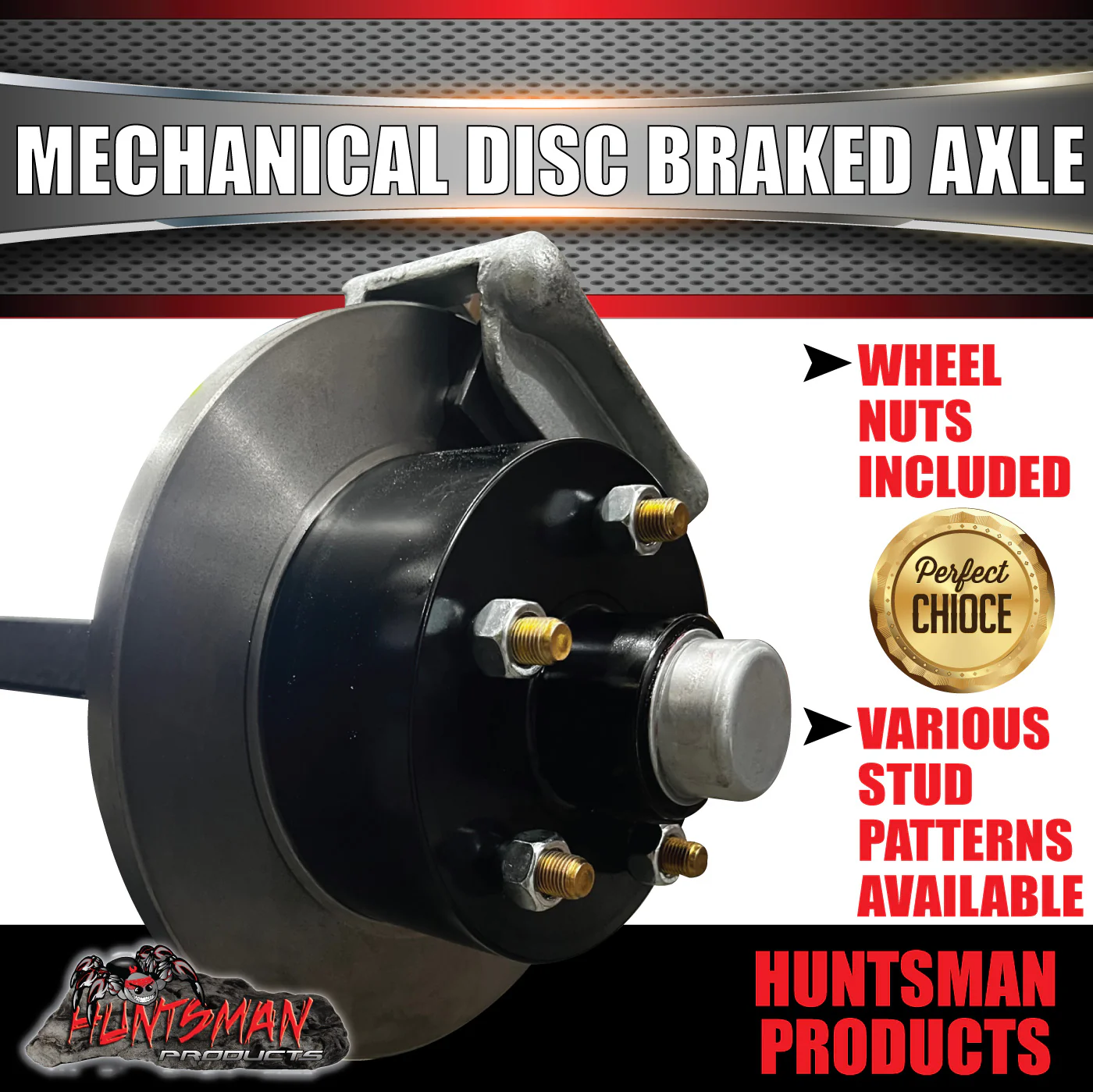 Natural 40mm Square Mechanical Disc Braked Trailer Axle. 1000Kg 78"-96" Axles - Image 3