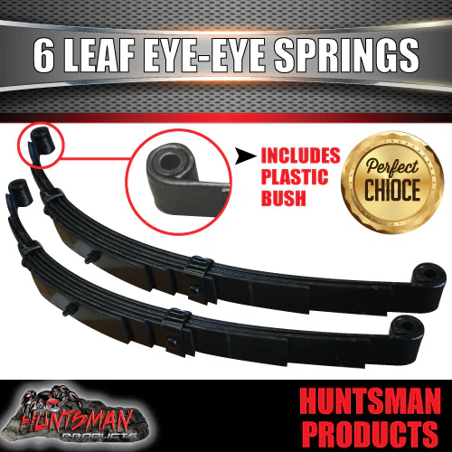 2x 45mm x 8mm Trailer Caravan 6 Leaf Eye to Eye Springs 1500kg Rated.  Shot Peened.
