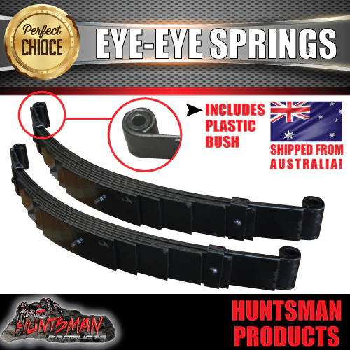 2x 60mm x 6mm Trailer Caravan 9 Leaf Eye to Eye Springs 2200kg Rated. Shot Peened.