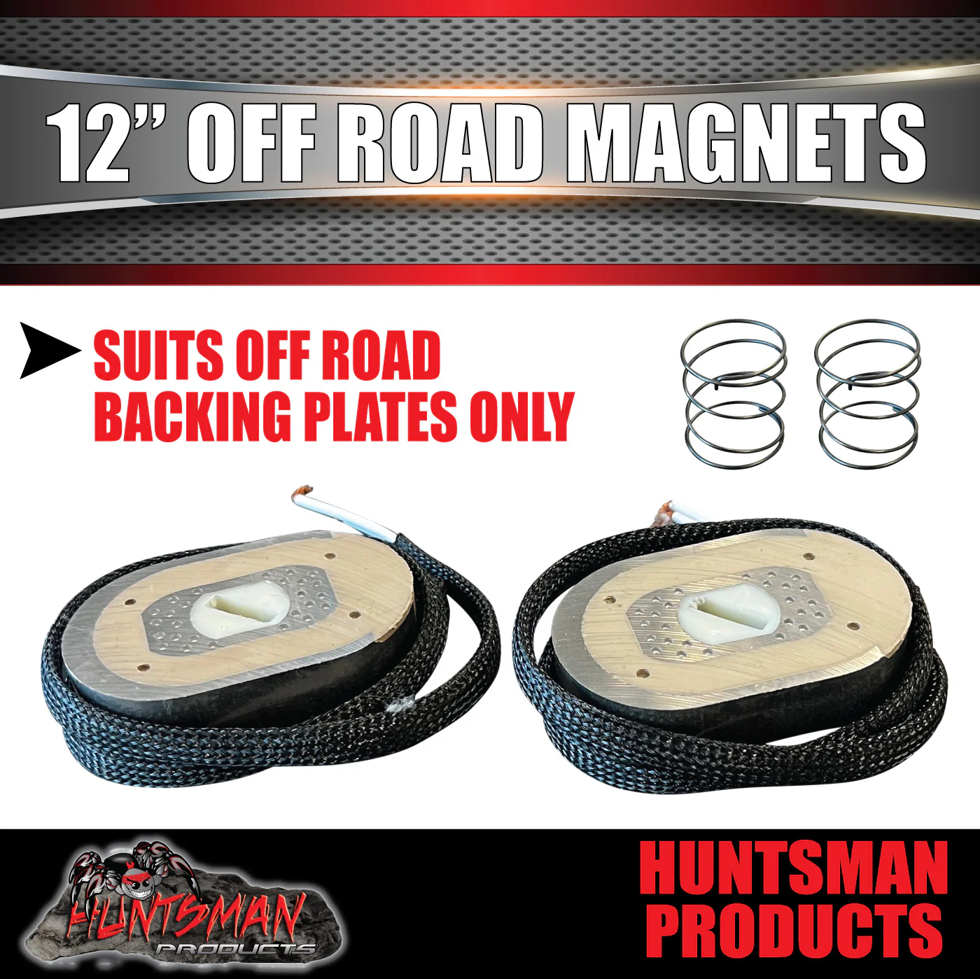 Pair Trailer Caravan Replacement 12" Off Road electric Backing Plate Magnets & Springs L&R