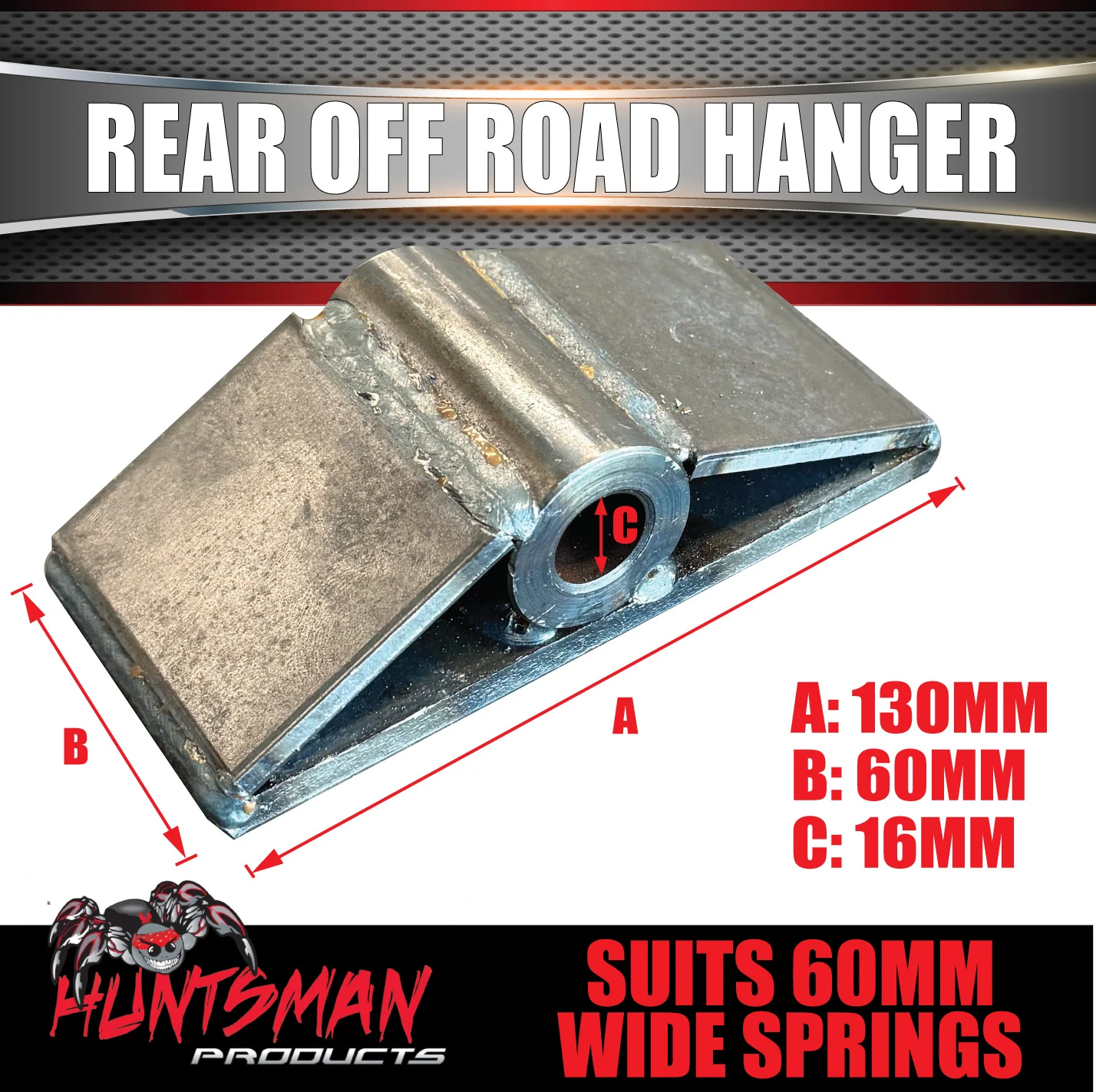 Rear Trailer Off Road Spring Hanger Suits 60mm Wide Off Road Springs & 5/8"Bolts - Image 3
