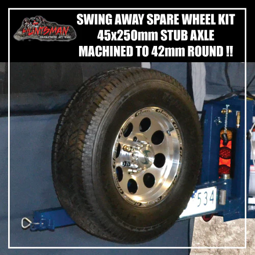 Rear Bar Swing Away Spare Wheel Bracket Hinge & Lock.  Machined 45X250mm Square Stub Axle For 4wd & Camper Trailers - Image 8