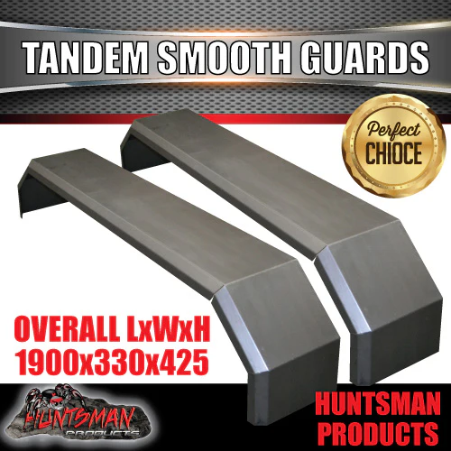 X2 Off Road 1900mm x 330mm Tandem Trailer Mudguards Smooth Steel For Rocker Roller Springs