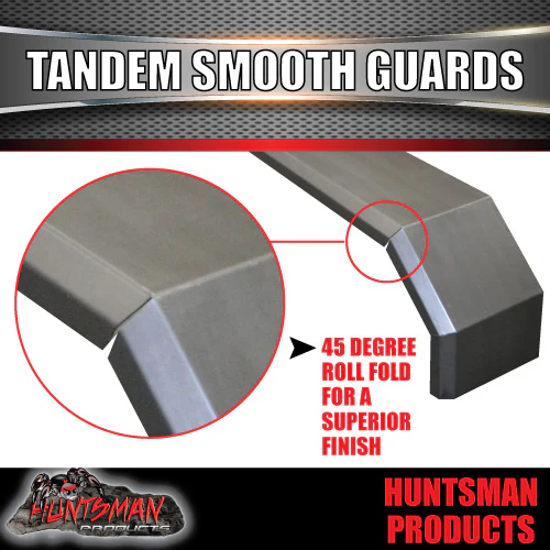 X2 Off Road 1900mm x 330mm Tandem Trailer Mudguards Smooth Steel For Rocker Roller Springs - Image 2