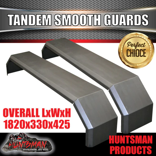 X2 Off Road 1820mm x 330mm Tandem Trailer Mudguards Smooth Steel suit Slipper Springs