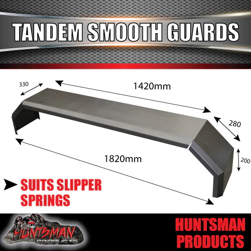 X2 Off Road 1820mm x 330mm Tandem Trailer Mudguards Smooth Steel suit Slipper Springs - Image 5