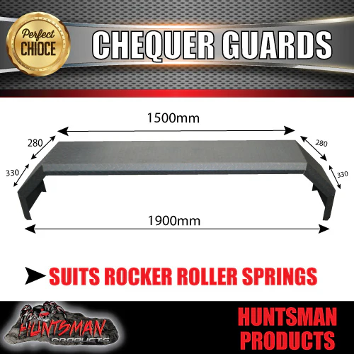 X2 Off Road 1900mm x 330mm Tandem Trailer Mudguards & Steps. Chequer For Rocker Roller Springs - Image 3