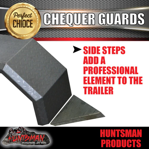 X2 Off Road 1900mm x 330mm Tandem Trailer Mudguards & Steps. Chequer For Rocker Roller Springs - Image 8