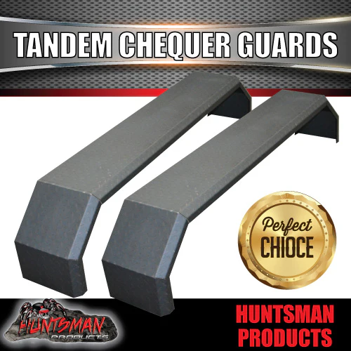 2x Off Road 1820mm x 330mm Tandem Trailer Chequer Mudguards & Steps. For Slipper Springs - Image 5