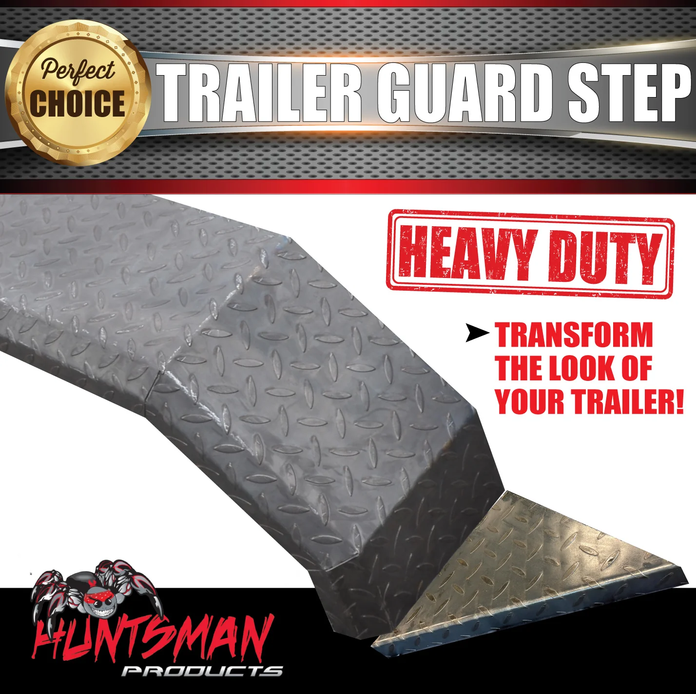 Pair Single Axle Trailer Mudguards & Steps Chequer Steel. 250mm Wide Aggressive folds - Image 7