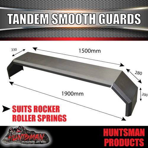 X2 Off Road 1900mm x 330mm Tandem Trailer Mudguards & Steps Smooth Steel For Rocker Roller Springs - Image 6