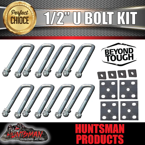 Tandem 50mm X 150mm 1/2" Trailer Caravan U bolt kit.