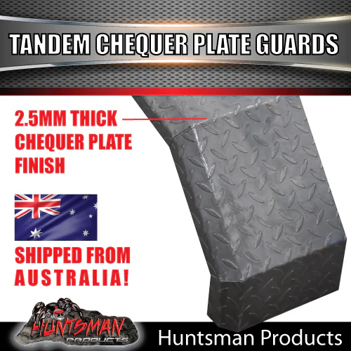 2x 1600mm x 250mm Tandem Trailer Mudguards Chequer Steel Suits Slipper Springs 2.5mm - Image 2