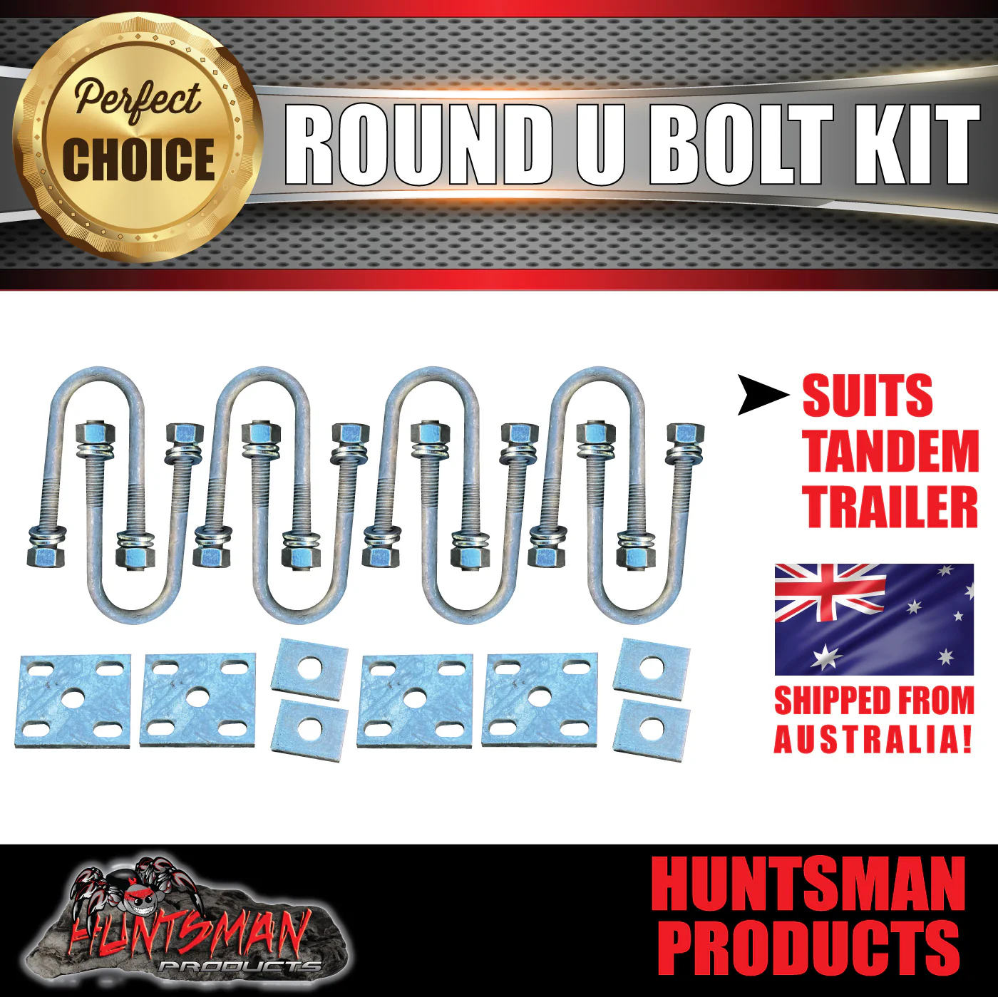 Tandem Galvanised Boat Trailer 39mm x 115mm 1/2" U Bolt Kit