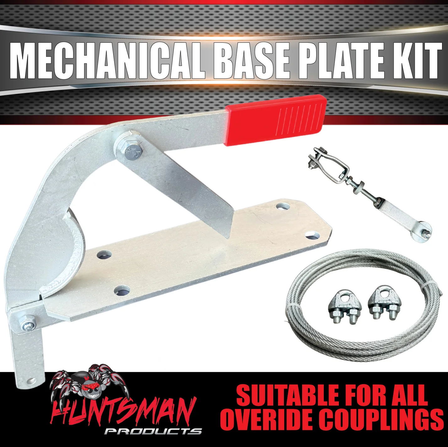 Trailer Caravan Mechanical Coupling Base Plate & Cable Kit inc Curved Arm lever